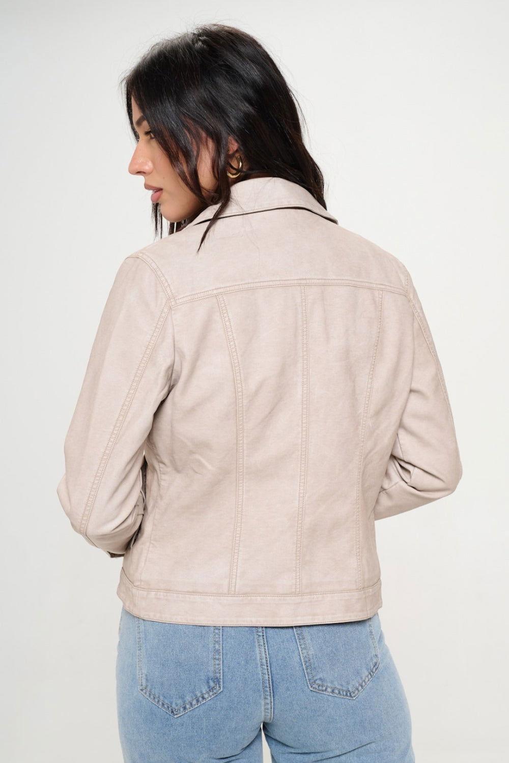 Coalition LA Button Down Cargo Vegan Leather Shacket - Clothes For Her Online Store