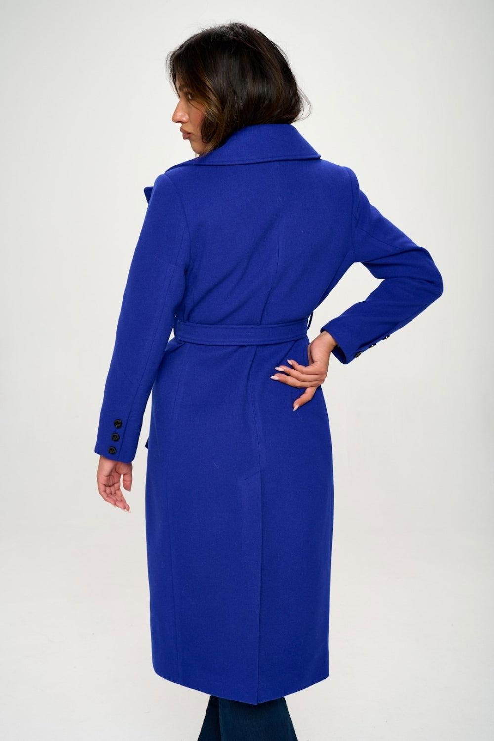 Coalition LA Double-Breasted Longline Coat with Belt - Clothes For Her Online Store