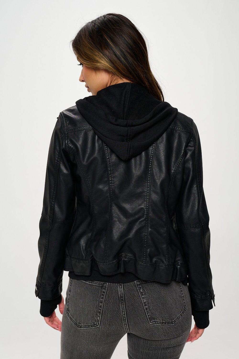 Coalition LA Double Zip Hooded Long Sleeve Jacket - Clothes For Her Online Store