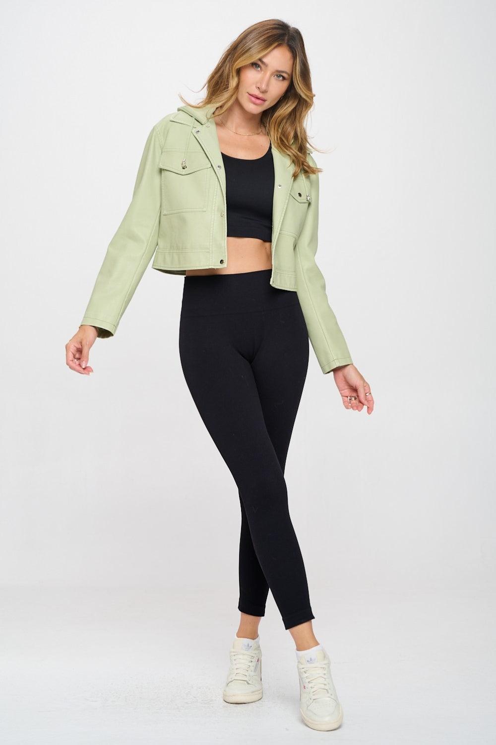 Coalition LA Snap Down Cropped Hooded Jacket - Clothes For Her Online Store
