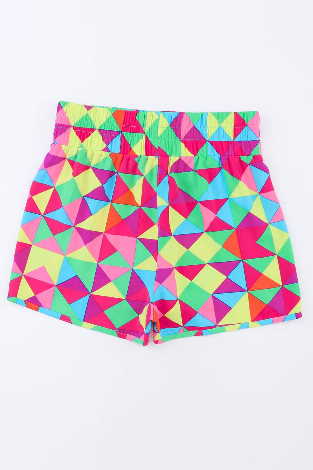 Color Block Elastic Waist Shorts - Clothes For Her Online Store