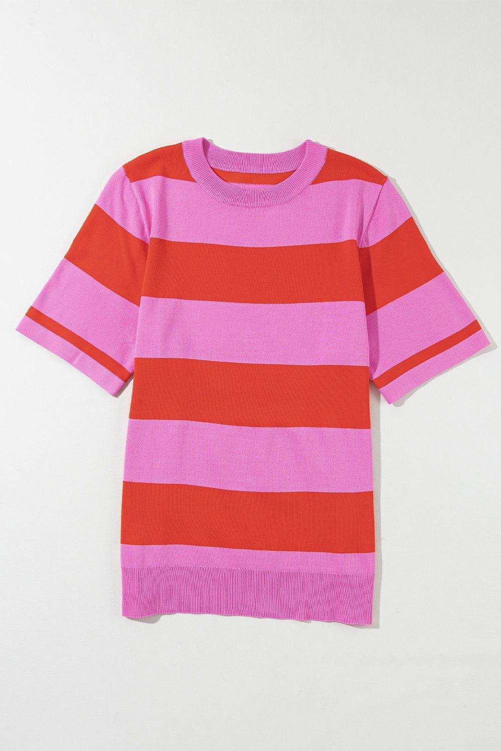Color Block Round Neck Half Sleeve Top - Clothes For Her Online Store