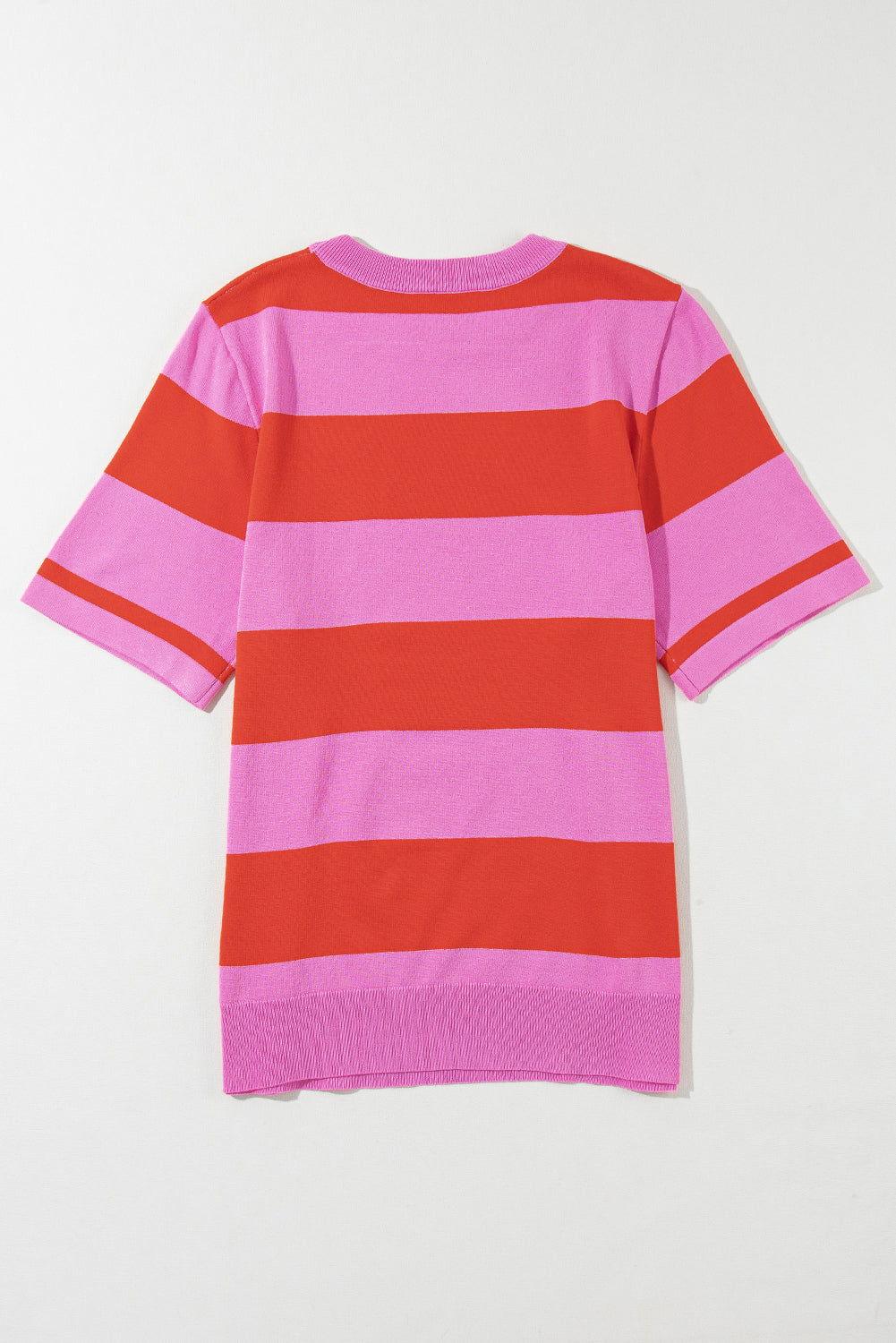 Color Block Round Neck Half Sleeve Top - Clothes For Her Online Store