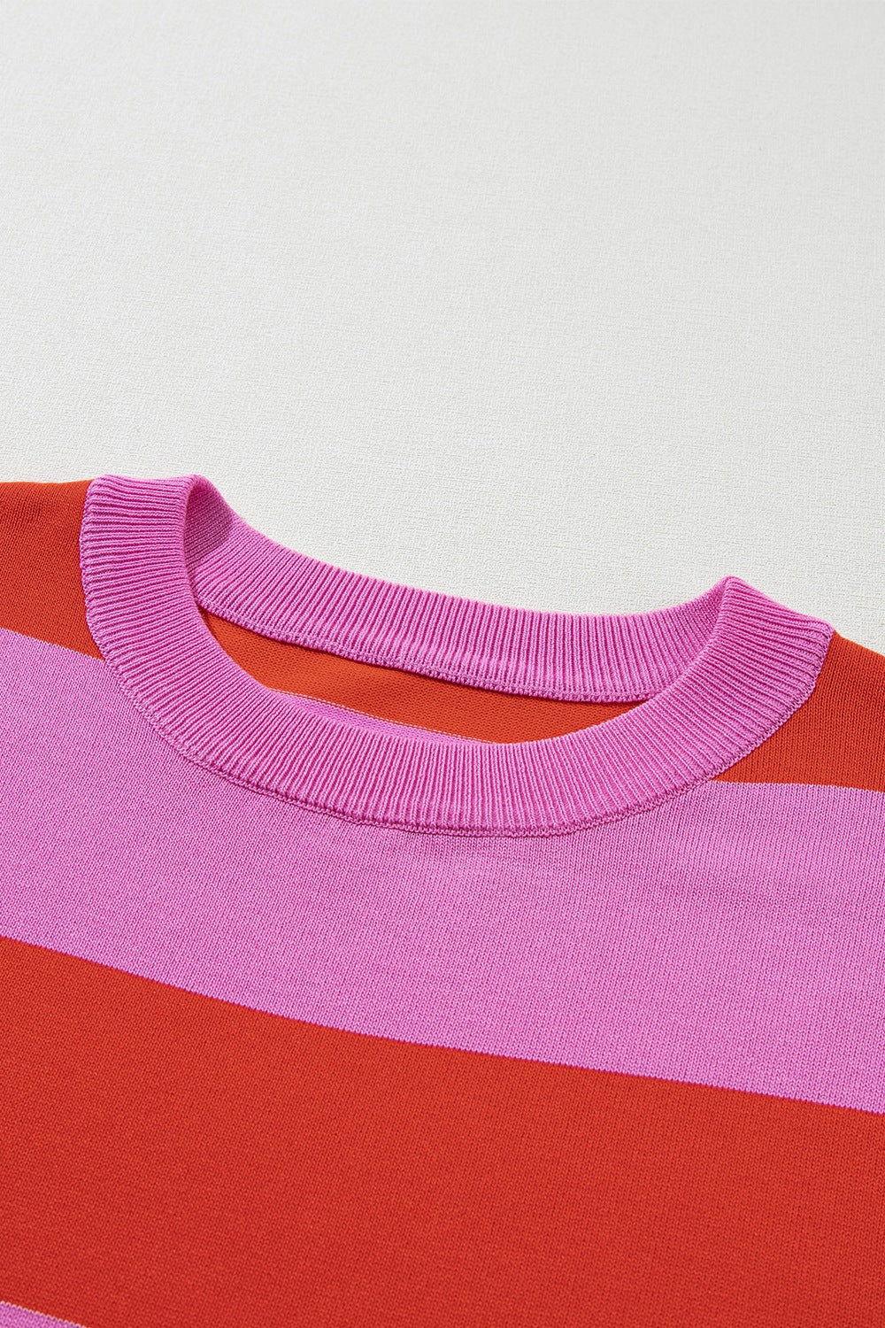 Color Block Round Neck Half Sleeve Top - Clothes For Her Online Store