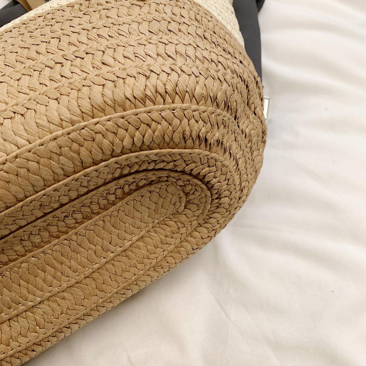 Contrast Straw Braided Handbag - Clothes For Her Online Store