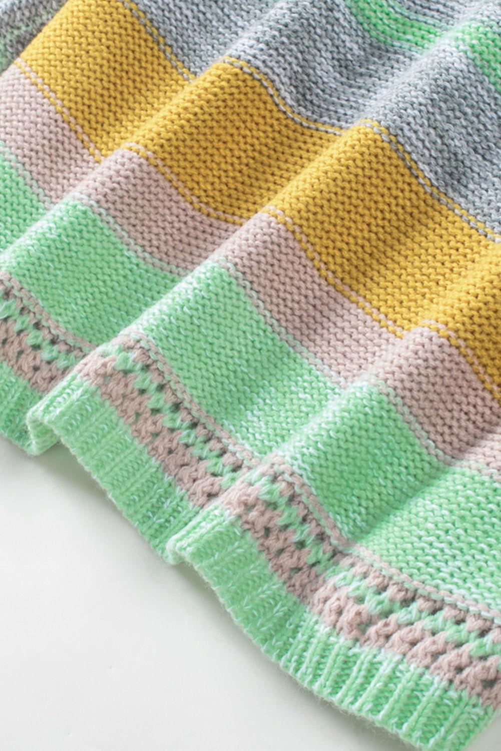 Contrast Striped Boat Neck Dropped Shoulder Sweater - Clothes For Her Online Store