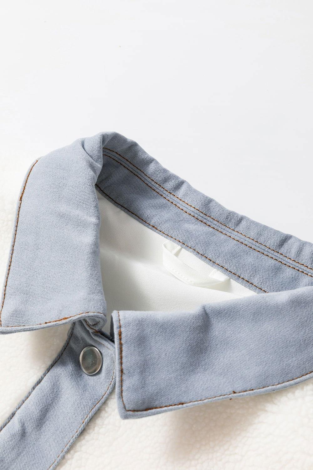 Contrast Trim Snap Down Jacket - Clothes For Her Online Store