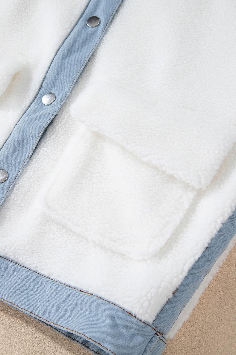 Contrast Trim Snap Down Jacket - Clothes For Her Online Store