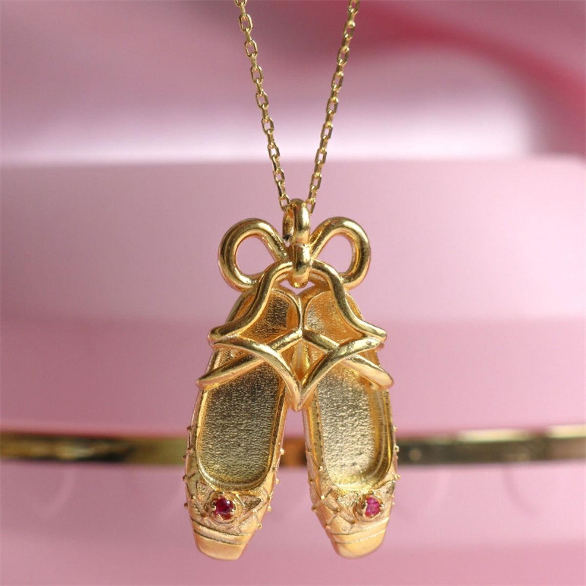 Copper Ballet Shoe Pendant Necklace - Clothes For Her Online Store