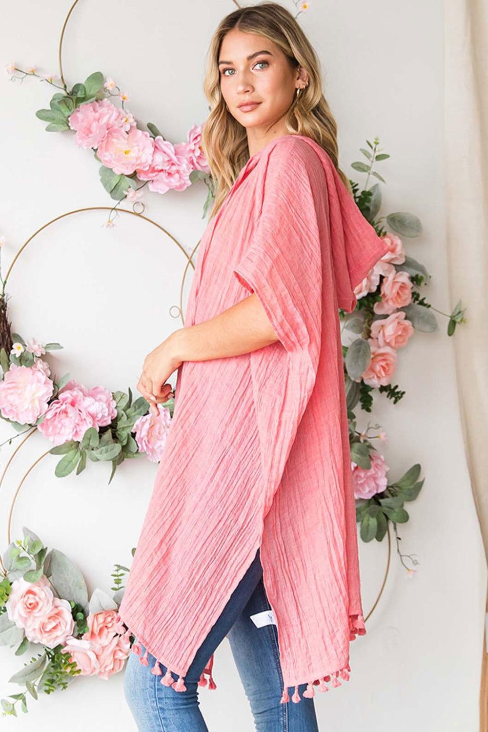 Cotton Bleu by Nu Label Tassel Hem Hooded Cover Up - Clothes For Her Online Store