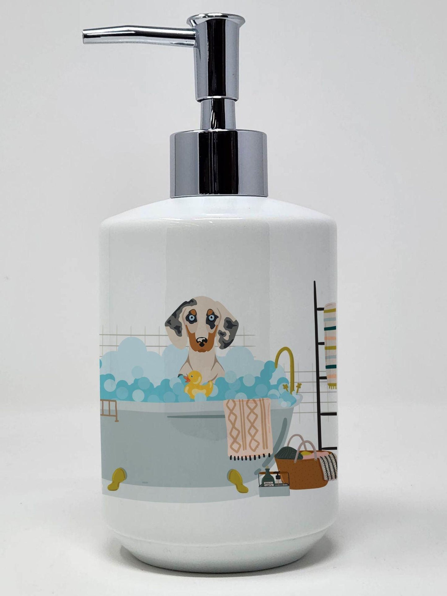 Cream Dapple Dachshund Ceramic Soap Dispenser Hand Soap Dispenser Pump Bottles for Bathroom Kitchen, Empty Refillable Liquid Soap Container - Clothes For Her Online Store