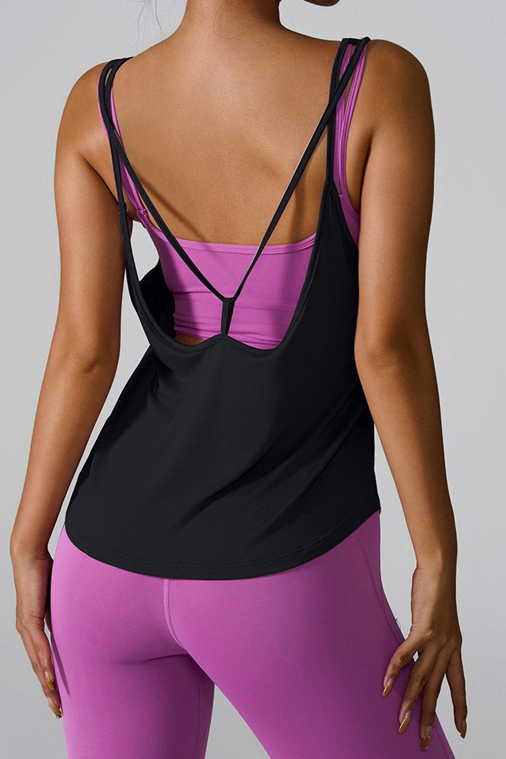 Crisscross Round Neck Active Tank - Clothes For Her Online Store