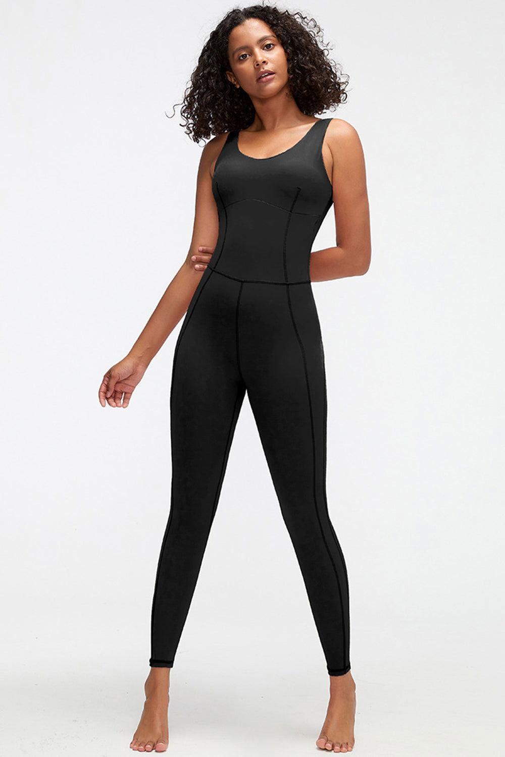 Crisscross Wide Strap Active Jumpsuit - Clothes For Her Online Store