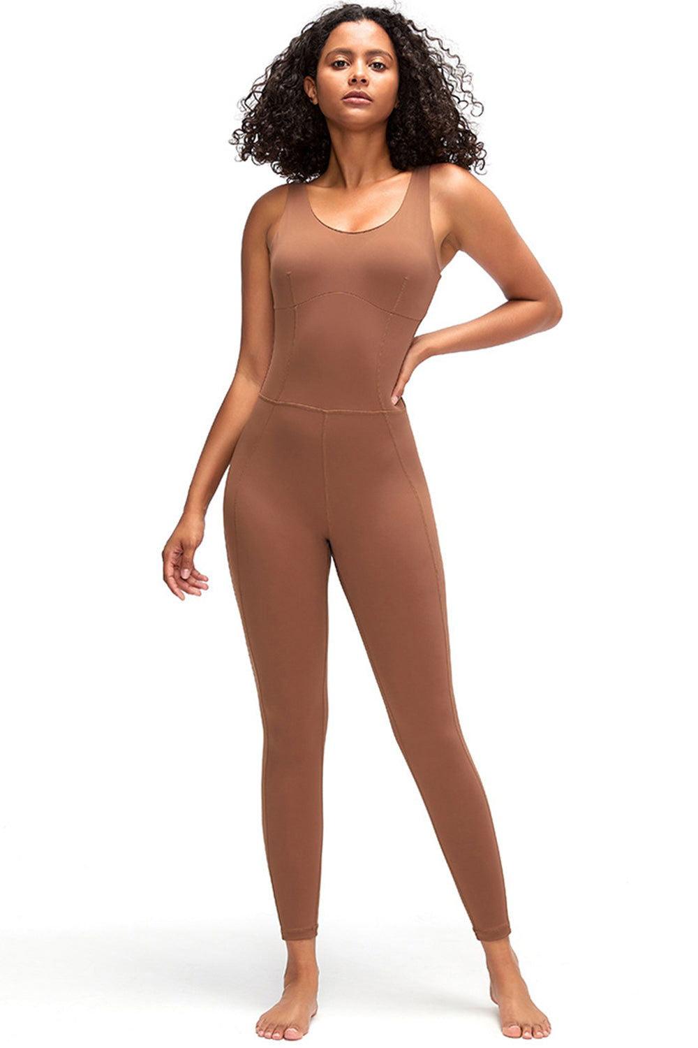 Crisscross Wide Strap Active Jumpsuit - Clothes For Her Online Store