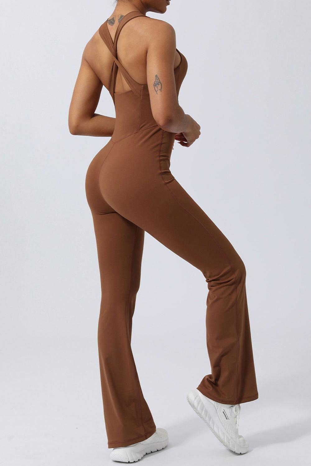 Crisscross Wide Strap Sleeveless Jumpsuit - Clothes For Her Online Store