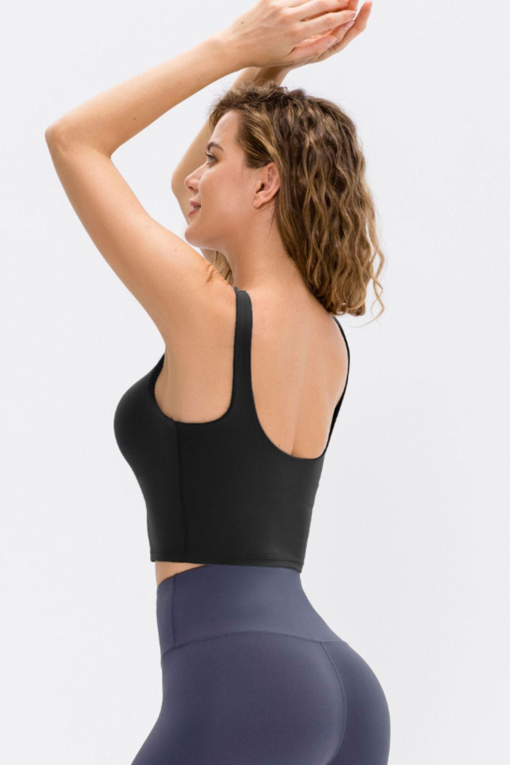 Cropped Scoop Neck Active Tank Top - Clothes For Her Online Store