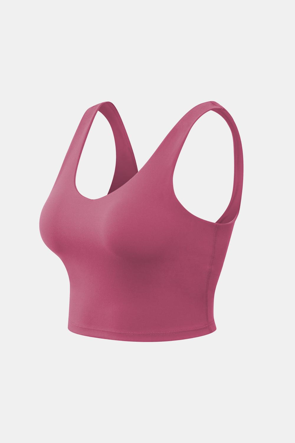 Cropped Scoop Neck Active Tank Top - Clothes For Her Online Store