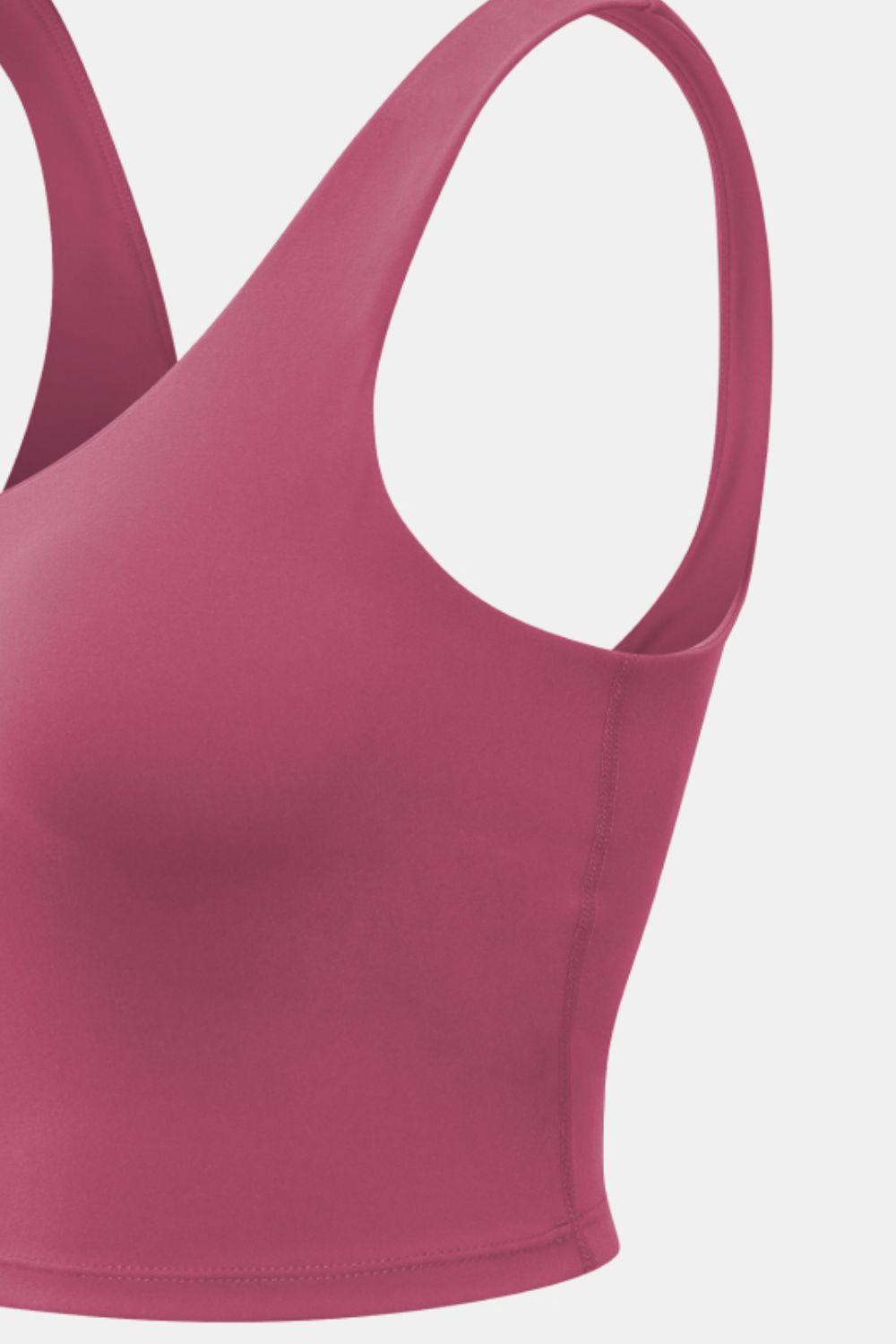 Cropped Scoop Neck Active Tank Top - Clothes For Her Online Store