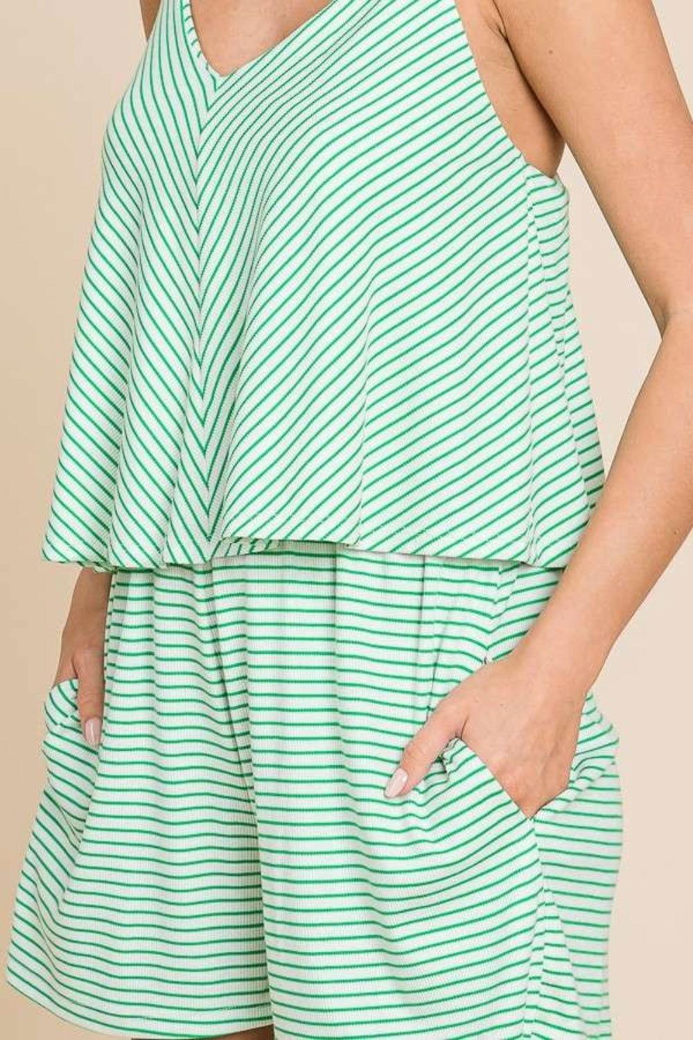 Culture Code Full Size Double Flare Striped Romper - Clothes For Her Online Store