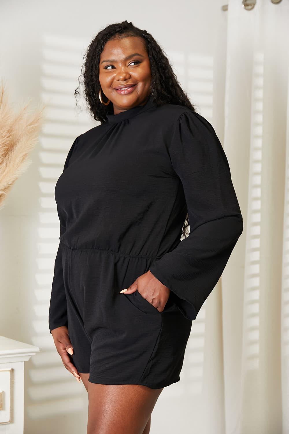 Culture Code Full Size Open Back Romper with Pockets - Clothes For Her Online Store