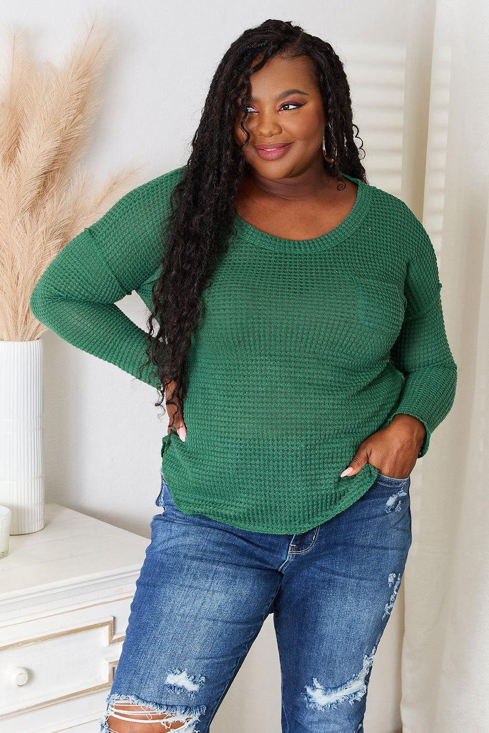 Culture Code Full Size Scoop Neck Patch Pocket Top - Clothes For Her Online Store