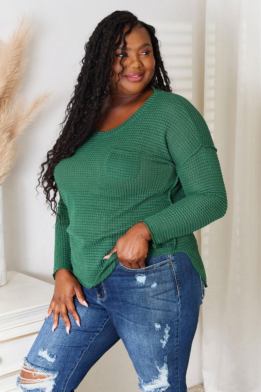 Culture Code Full Size Scoop Neck Patch Pocket Top - Clothes For Her Online Store