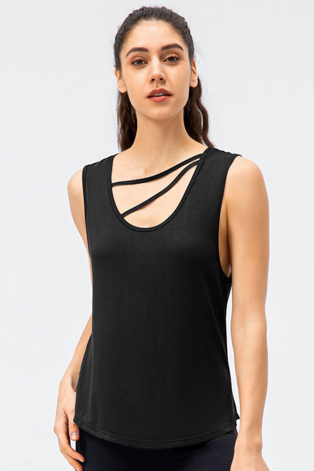Cutout Reversible Active Tank - Clothes For Her Online Store
