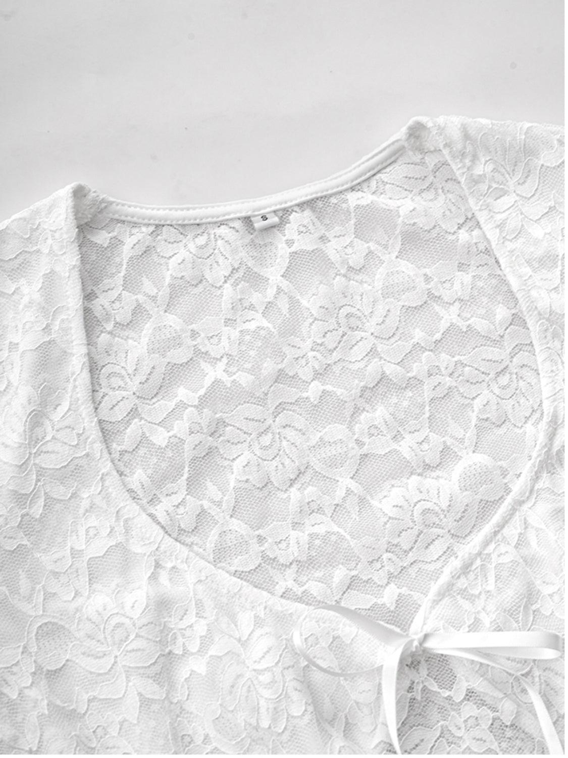 Devine Scoop Neck Long Sleeve Lace Top - Clothes For Her Online Store