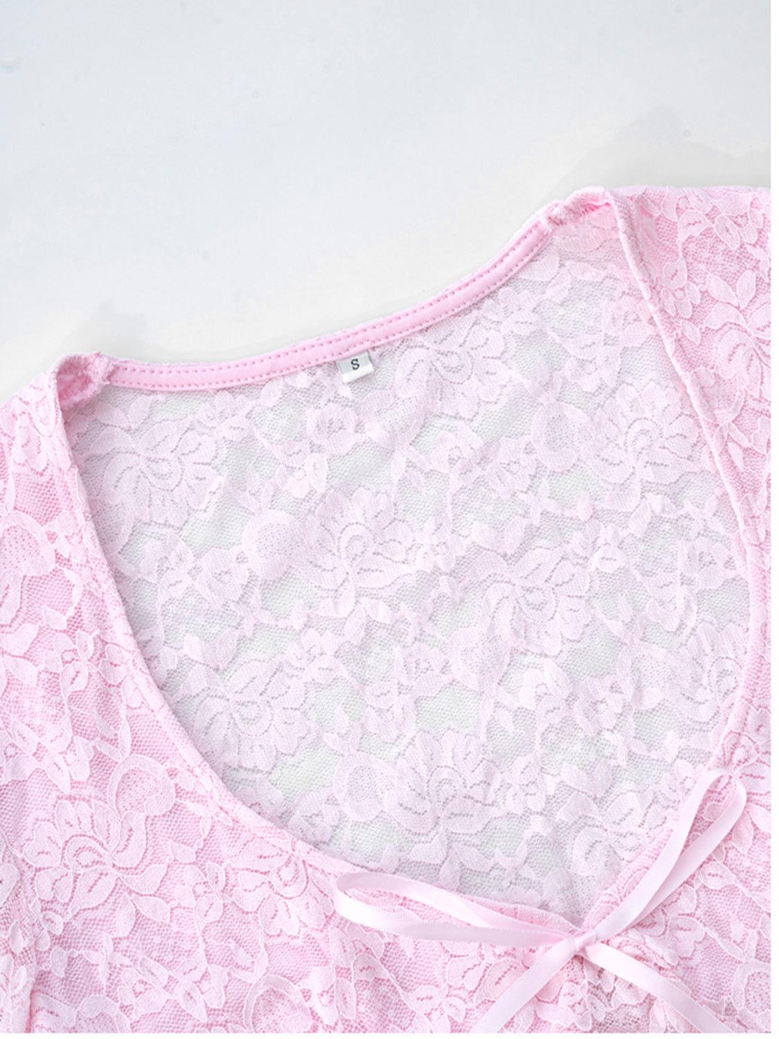 Devine Scoop Neck Long Sleeve Lace Top - Clothes For Her Online Store