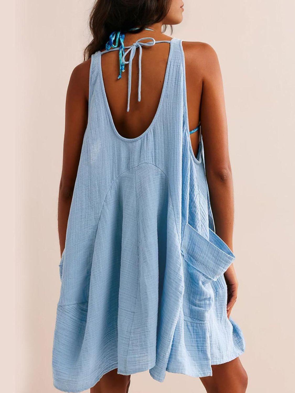 Devine Tied Scoop Neck Wide Strap Mini Dress - Clothes For Her Online Store