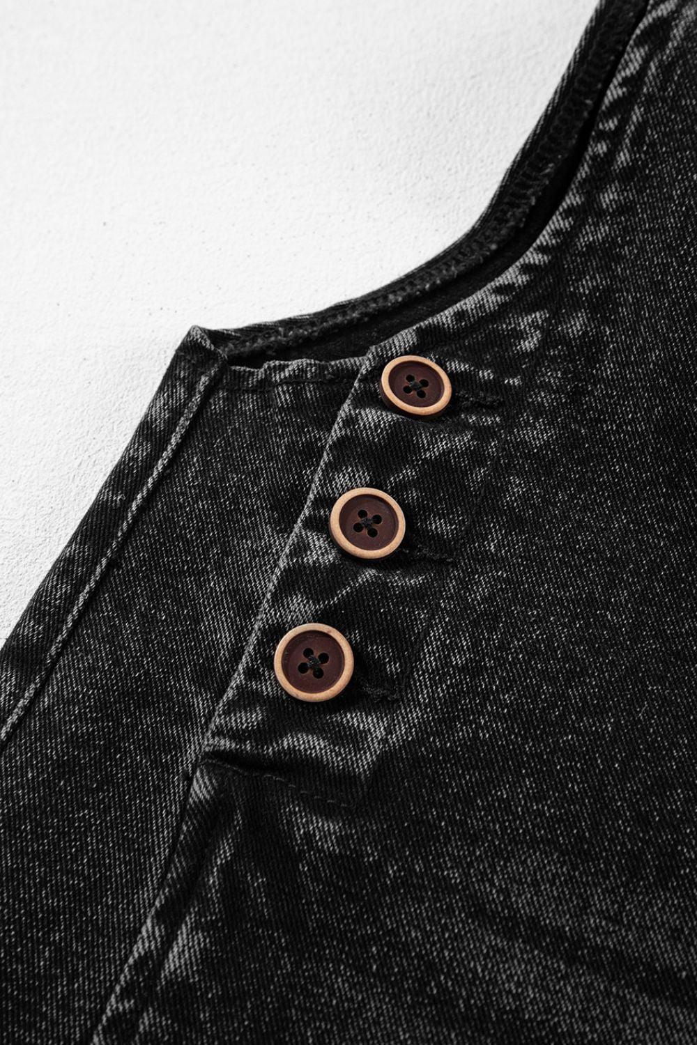 Distressed Wide Strap Denim Overalls - Clothes For Her Online Store