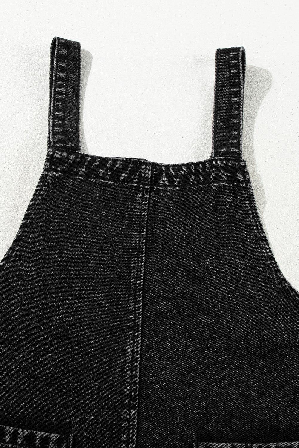 Distressed Wide Strap Denim Overalls - Clothes For Her Online Store