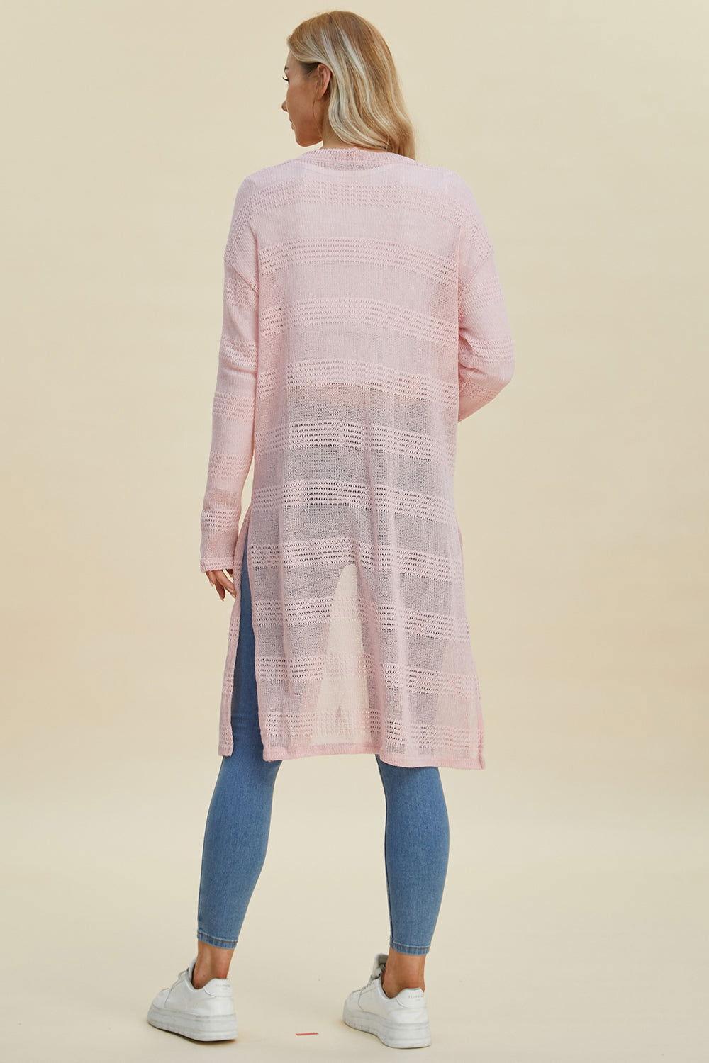 Double Take Full Size Open Front Longline Cardigan - Clothes For Her Online Store