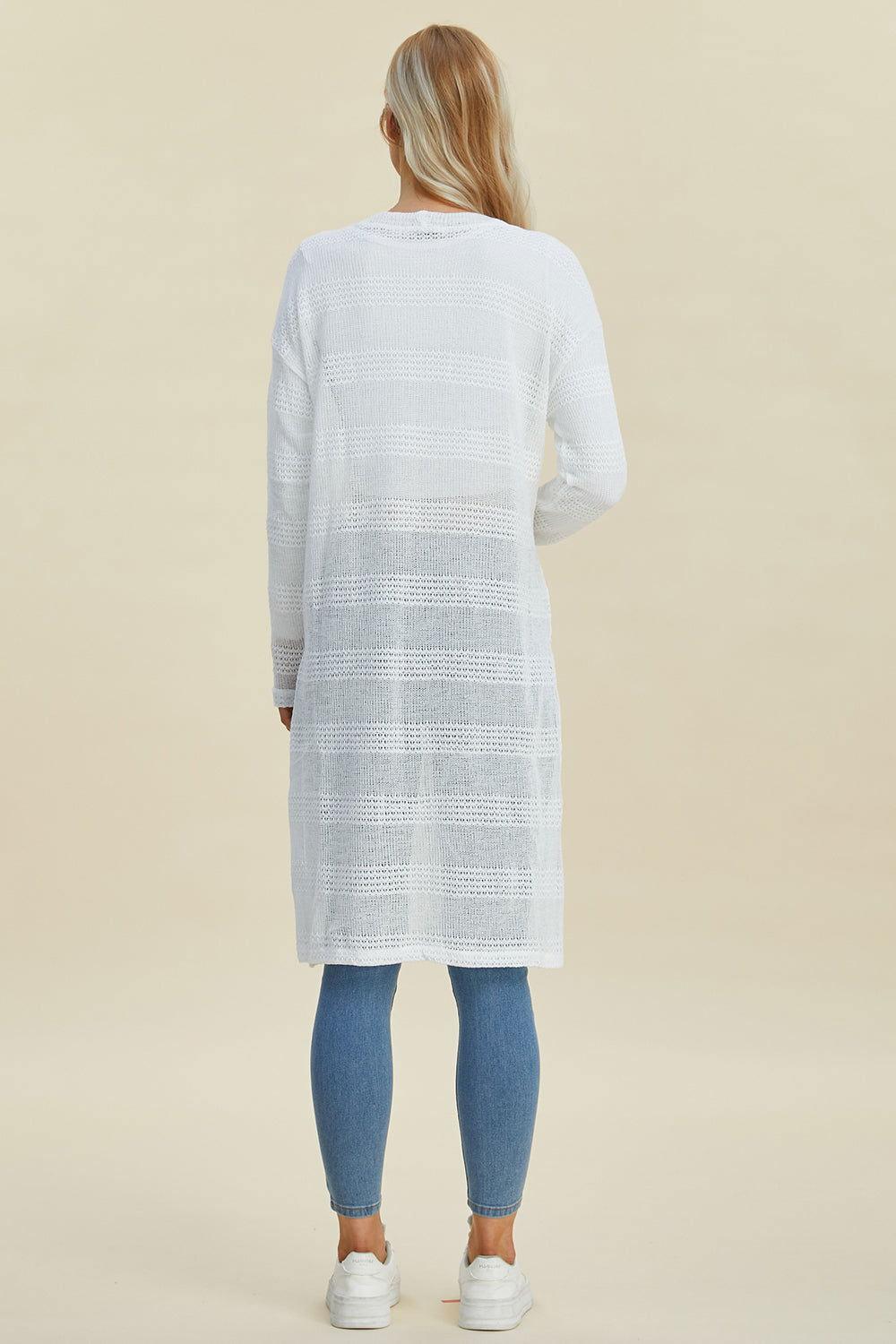 Double Take Full Size Open Front Longline Cardigan - Clothes For Her Online Store