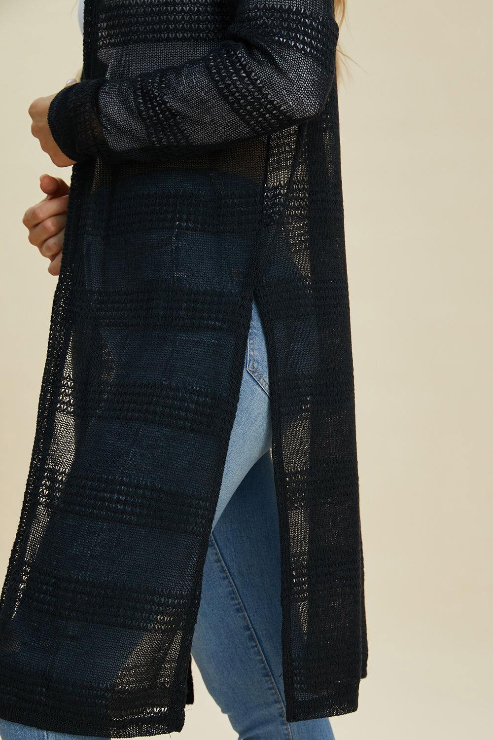 Double Take Full Size Open Front Longline Cardigan - Clothes For Her Online Store
