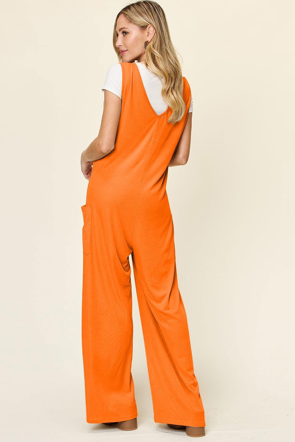Double Take Full Size Sleeveless Wide Leg Jumpsuit with Pockets - Clothes For Her Online Store