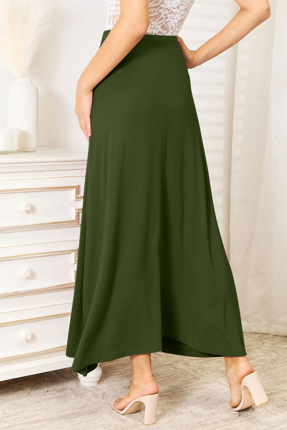 Double Take Full Size Soft Rayon Drawstring Waist Maxi Skirt - Clothes For Her Online Store