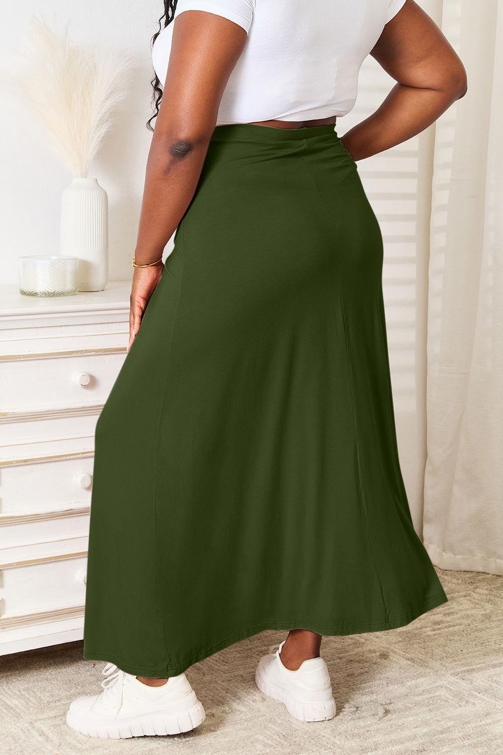 Double Take Full Size Soft Rayon Drawstring Waist Maxi Skirt - Clothes For Her Online Store