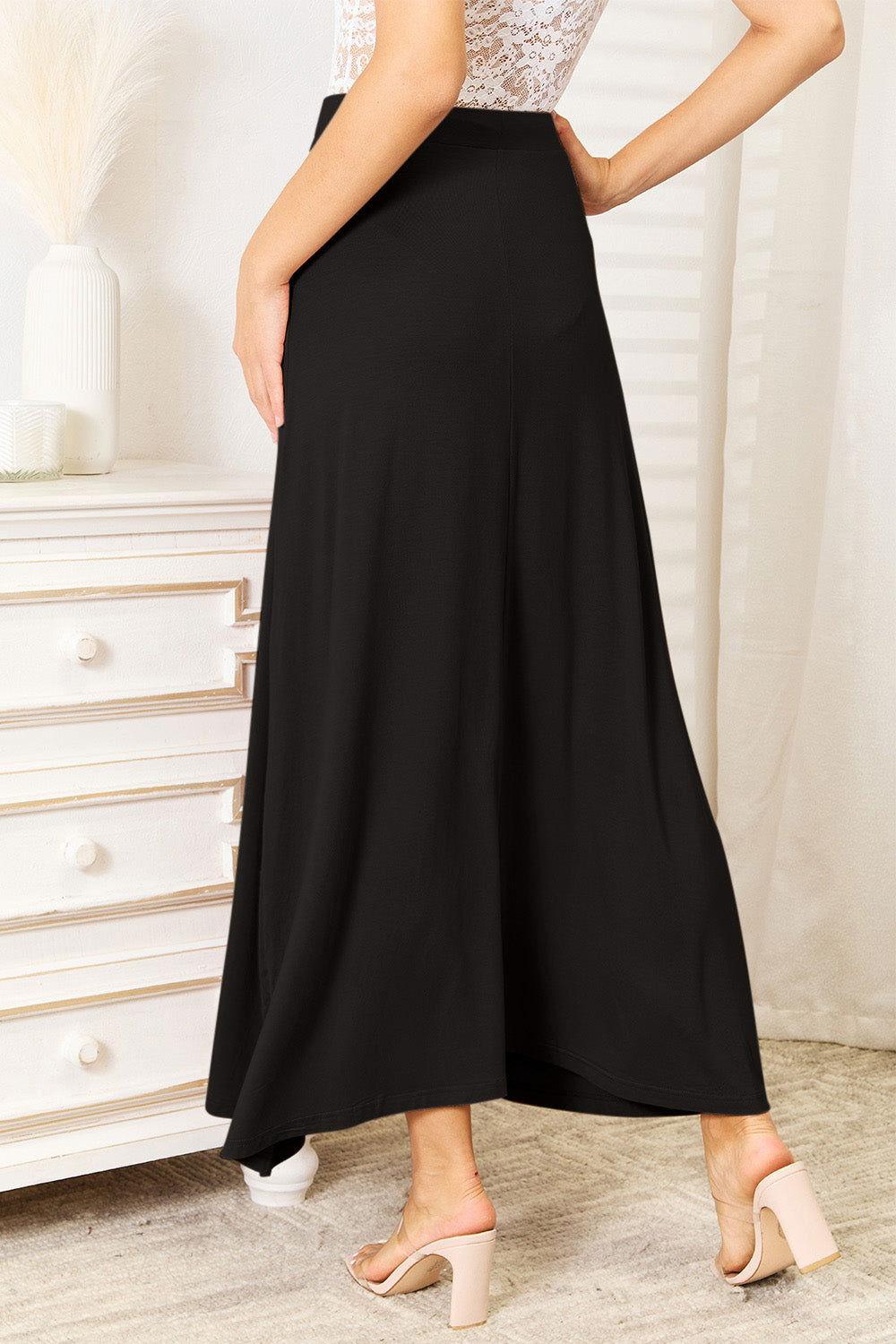 Double Take Full Size Soft Rayon Drawstring Waist Maxi Skirt - Clothes For Her Online Store