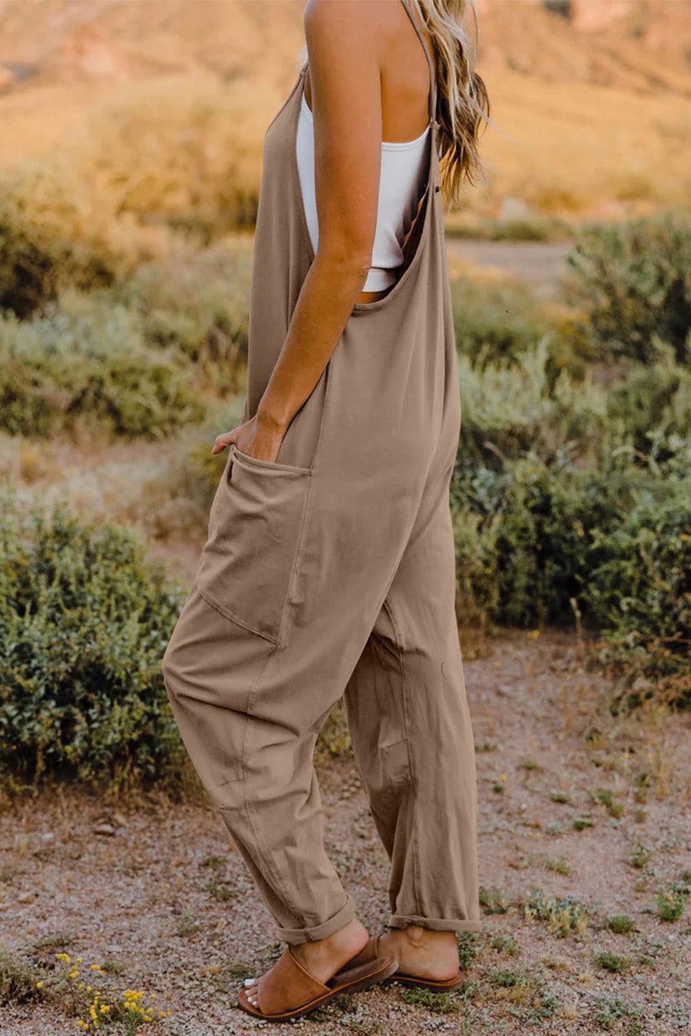 Double Take Full Size V-Neck Sleeveless Jumpsuit with Pockets - Clothes For Her Online Store