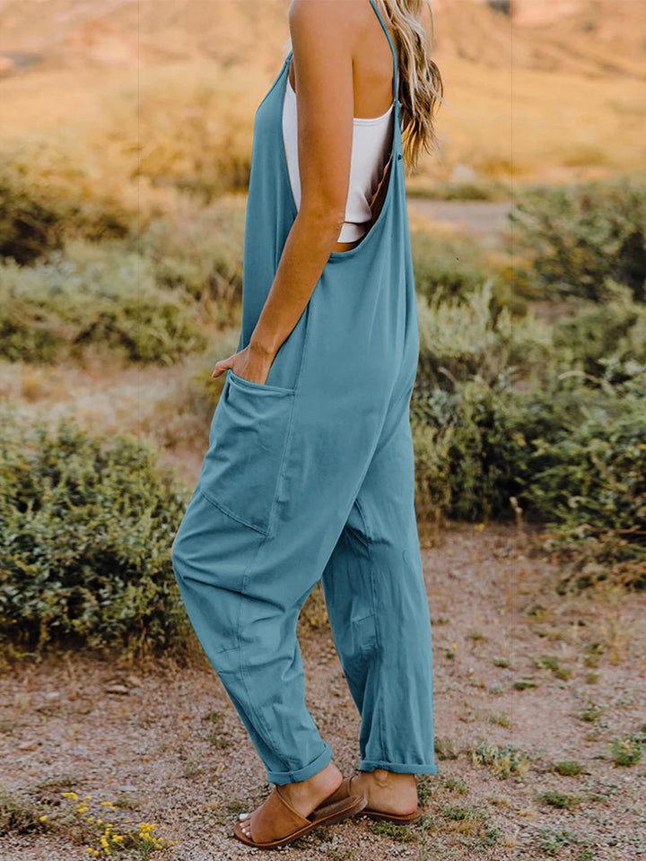 Double Take Full Size V-Neck Sleeveless Jumpsuit with Pockets - Clothes For Her Online Store