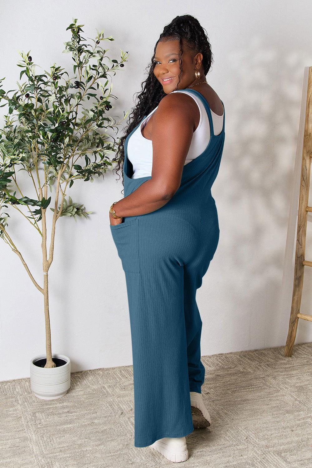 Double Take Full Size Wide Strap Overall with Pockets - Clothes For Her Online Store