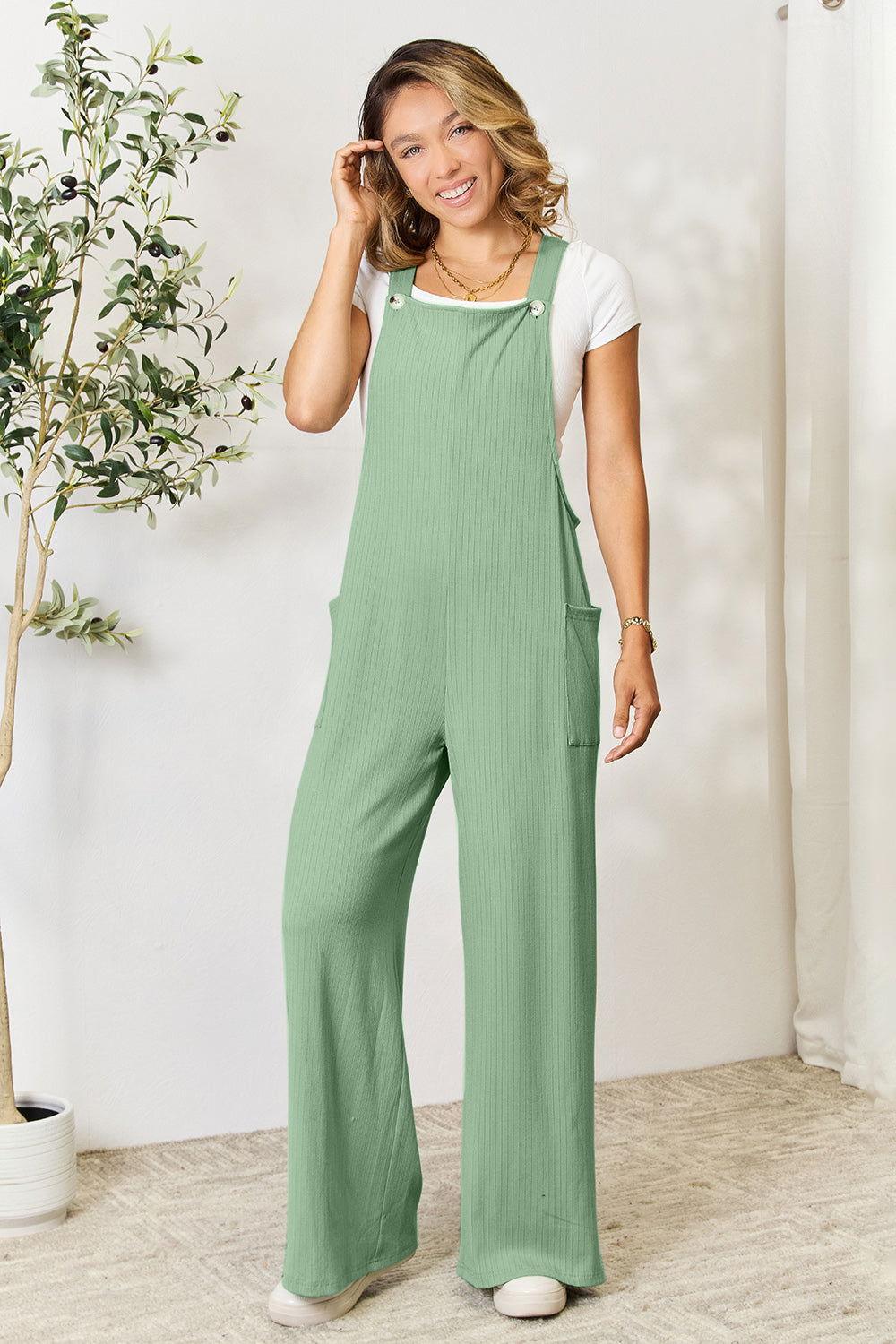 Double Take Full Size Wide Strap Overall with Pockets - Clothes For Her Online Store