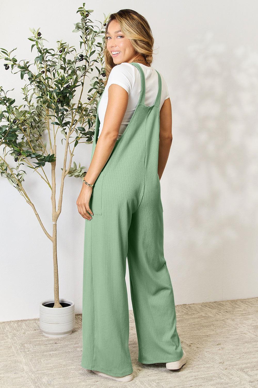 Double Take Full Size Wide Strap Overall with Pockets - Clothes For Her Online Store