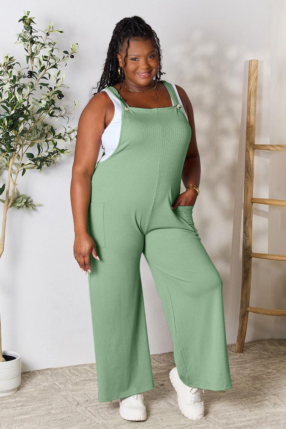 Double Take Full Size Wide Strap Overall with Pockets - Clothes For Her Online Store