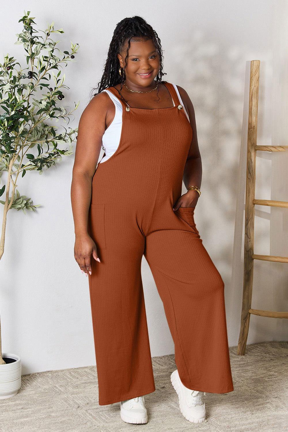 Double Take Full Size Wide Strap Overall with Pockets - Clothes For Her Online Store