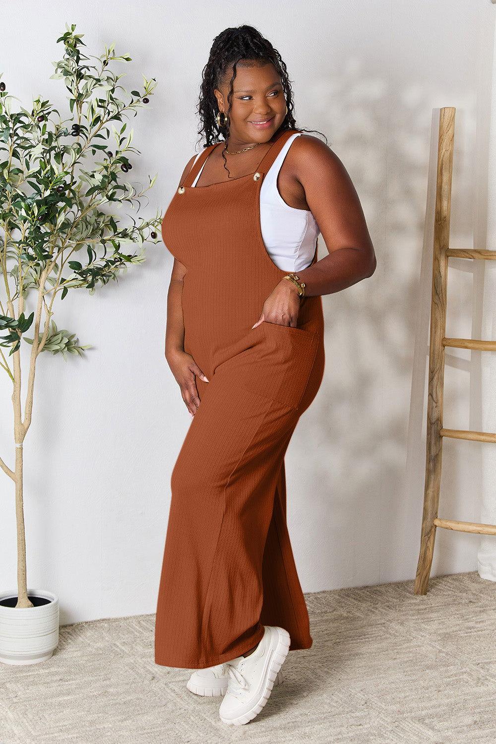 Double Take Full Size Wide Strap Overall with Pockets - Clothes For Her Online Store