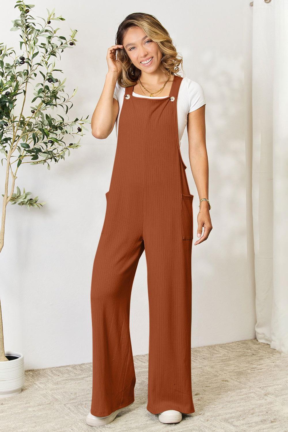 Double Take Full Size Wide Strap Overall with Pockets - Clothes For Her Online Store