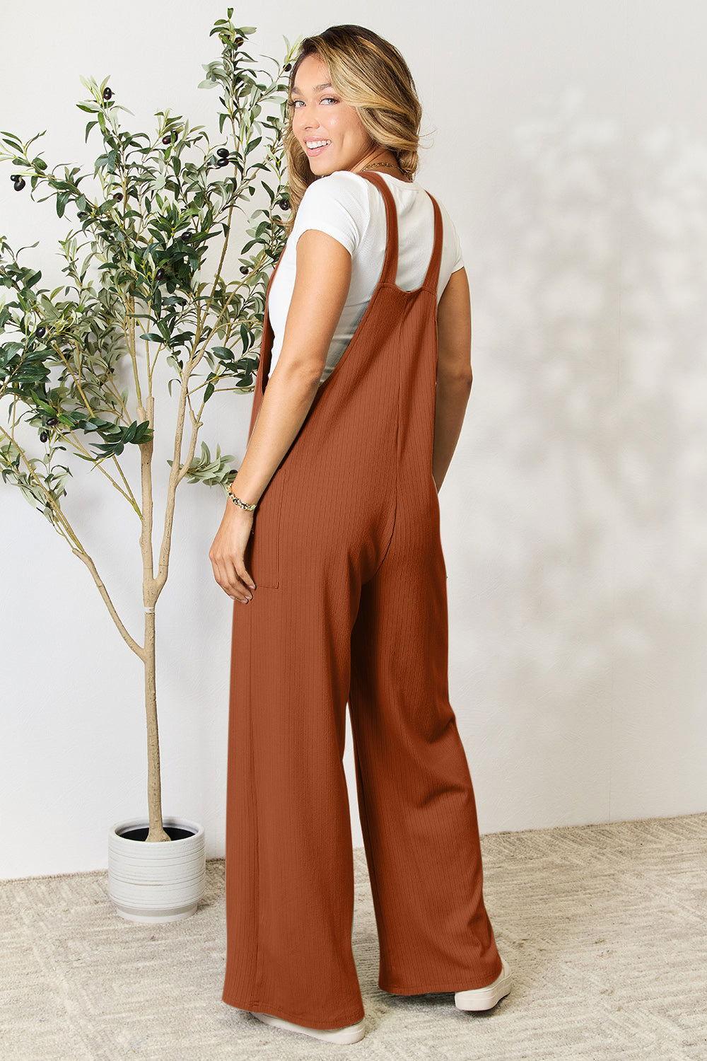 Double Take Full Size Wide Strap Overall with Pockets - Clothes For Her Online Store
