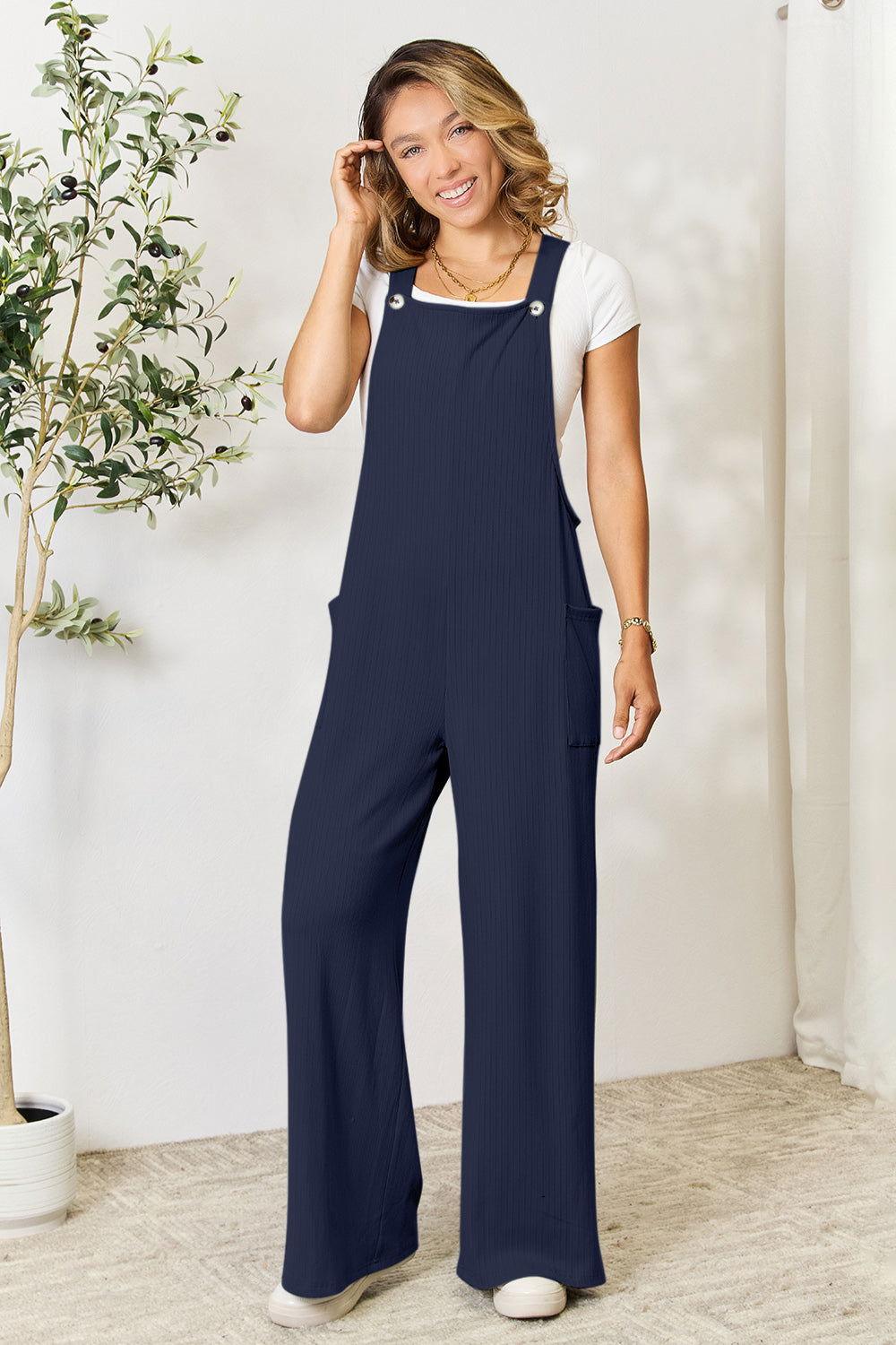Double Take Full Size Wide Strap Overall with Pockets - Clothes For Her Online Store